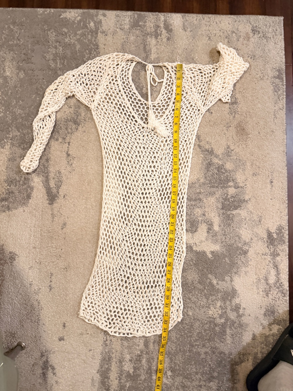 Women's Cream Crochet Beach Cover-Up Dress - Picture 5 of 6